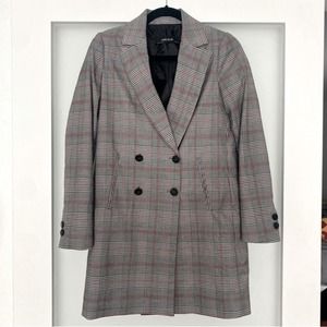 NWOT Zara basic gray plaid checkered coat blazer XS